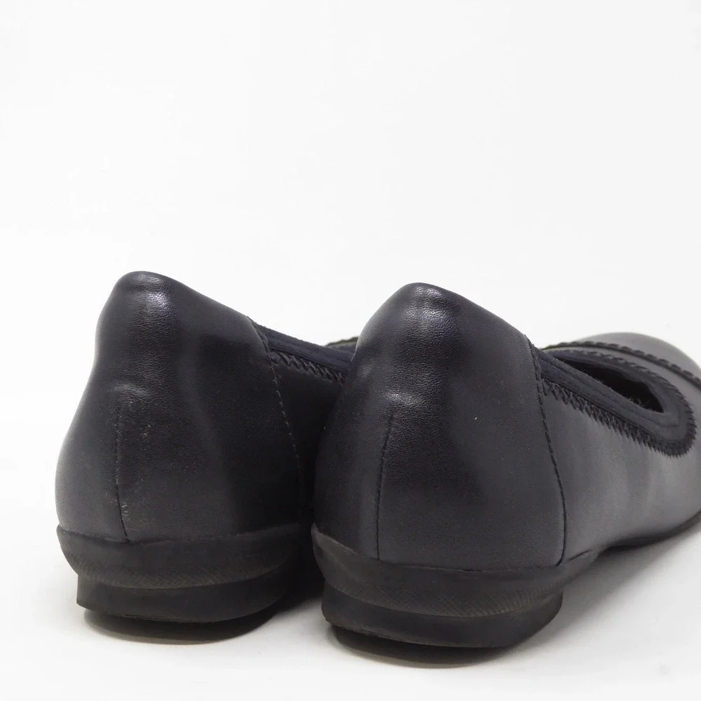 Clarks Womens Sara Bay Ballet Flats Black Leather Ultimate Comfort 10
